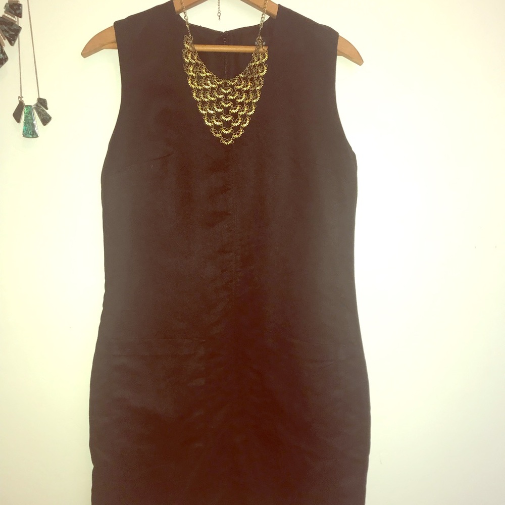 Black suede midi dress